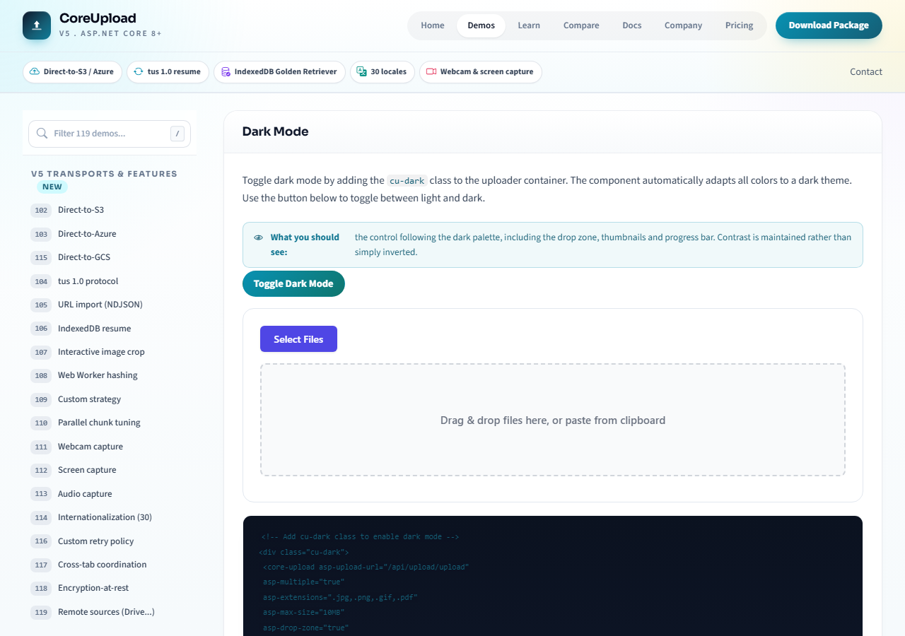 Theming and localization options